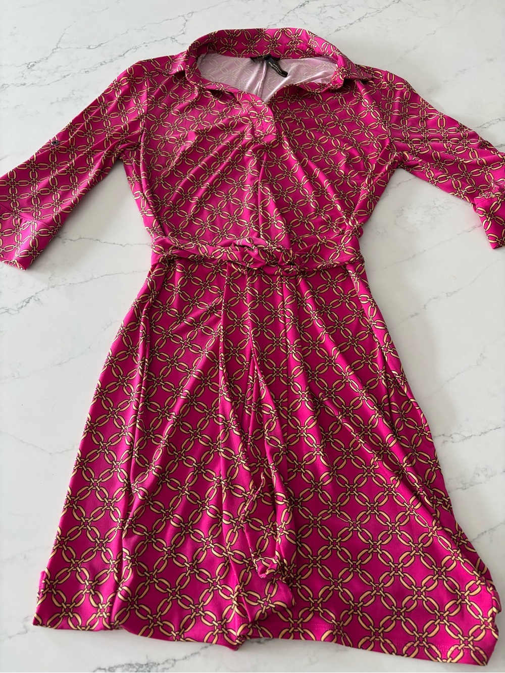 Laundry By Shelli Segal Fuchsia Printed Shirtwaist Midi Dress Ct View 3